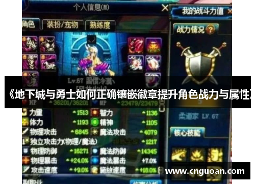《地下城与勇士如何正确镶嵌徽章提升角色战力与属性》